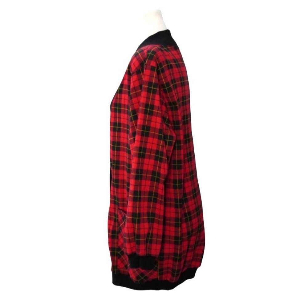 80s Brittany Nicole Plaid Power Cardie CC Gold Buttons Hip Vibe Chic Sz M Vinta - Picture 5 of 10